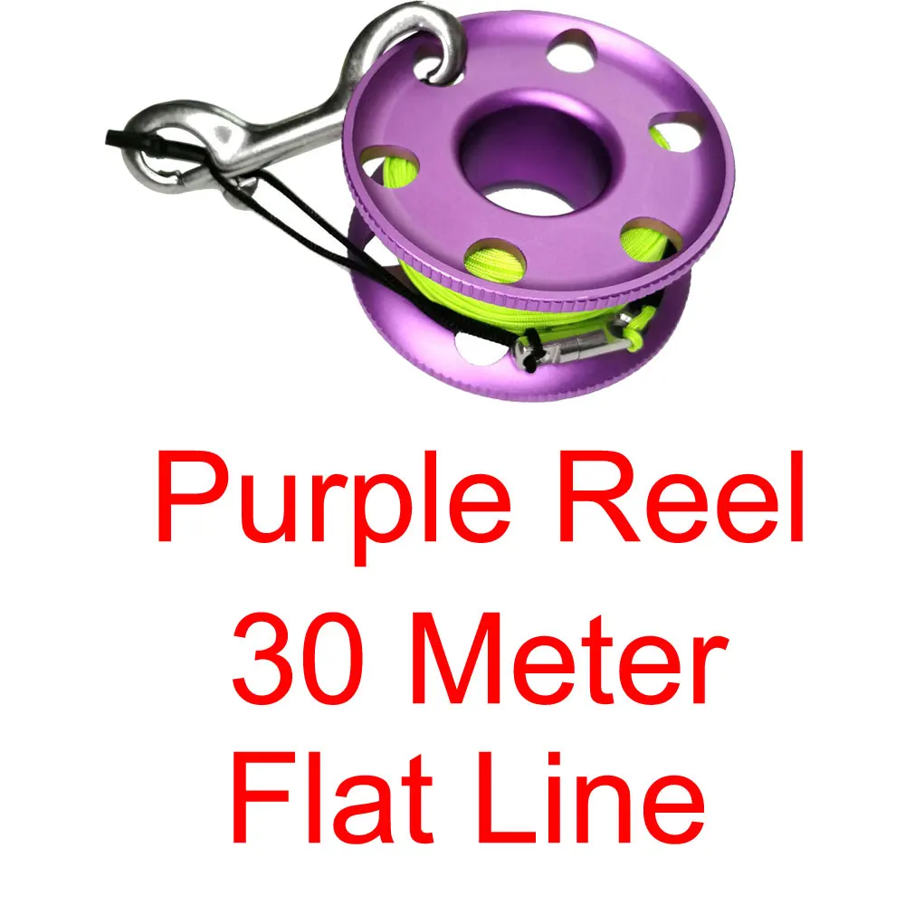 Purple 30M Flat Line Подводная катушка для дайвинга катушка с нержавеющая сталь защелкивающийся зажим болта SMB безопасная колбаса пальчиковая катушка для подводного ныряльщика подводного плавания - Цвет: Purple 30M Flat Line