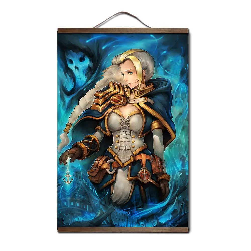 7 World of Warcrafts плакат для HD Холст плакат украшение живопись Sylvanas Windrunner Jaina Висячие деревянные свитки живопись - Цвет: 7