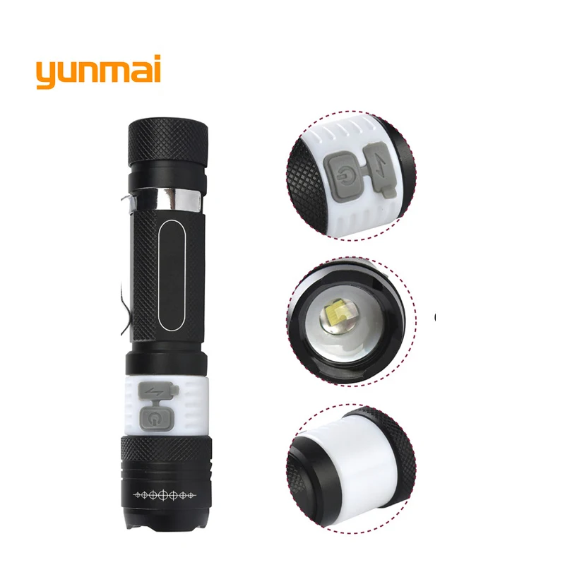 COB USB светодиодный фонарик 18650 Zoom водонепроницаемый светильник онарик s XM-L T6 3800LM 3