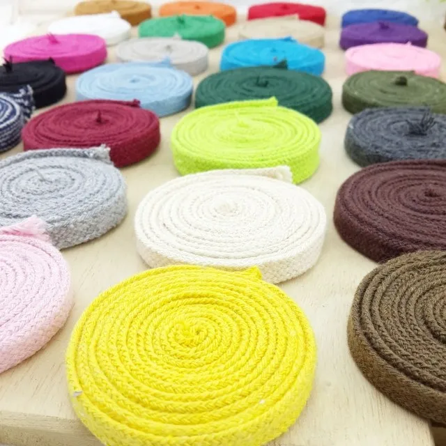 

10mm 50meters/lot Wrap Color Braided Cotton Cord Soft Cotton Rope for Bag Handle Garment Shoes