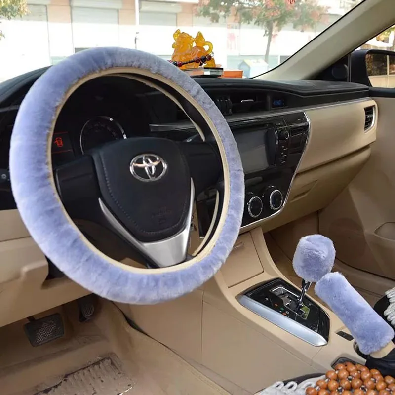 3 шт. зимний плюшевый Меховой чехол рулевого колеса автомобиля крышка ручного