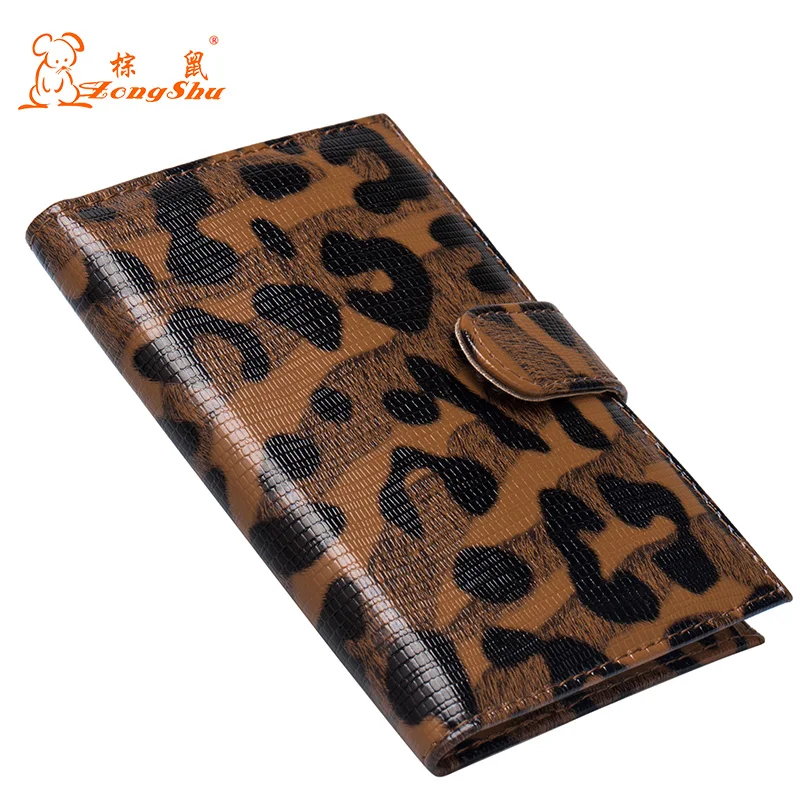 

Brown Leopard pattern buckled card PU Leather women Travel Passport Holder Embossing Passport Cover Credit Card ID Bag