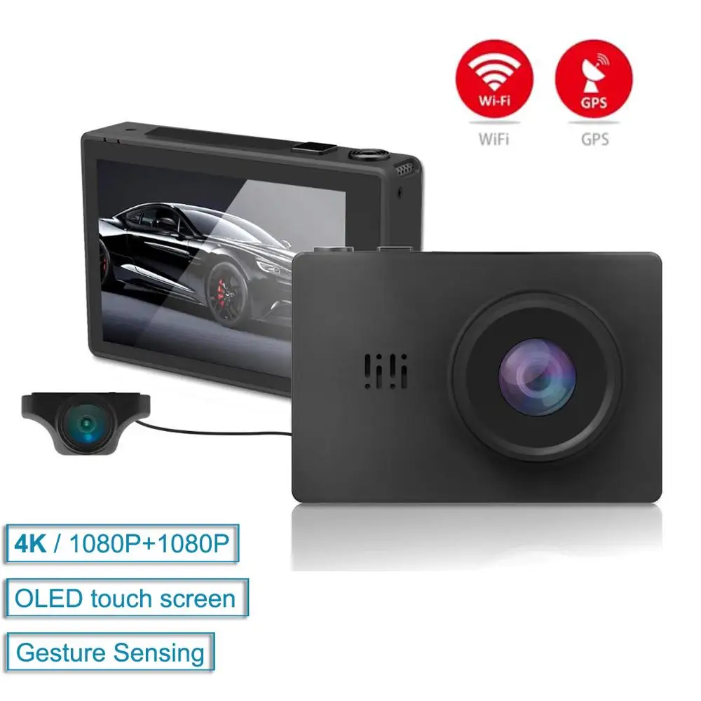 3 0 ''сенсорный экран 4K Ultra HD GPS WIFI Автомобильный видеорегистратор 2160P DVR с 1080P