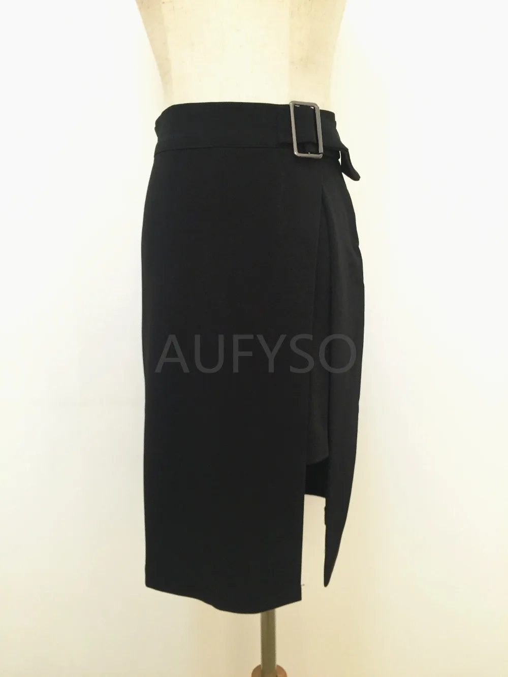 AUFYSO юбки женские 2019 Осень корейский стиль Офисная Леди Элегантное боковое