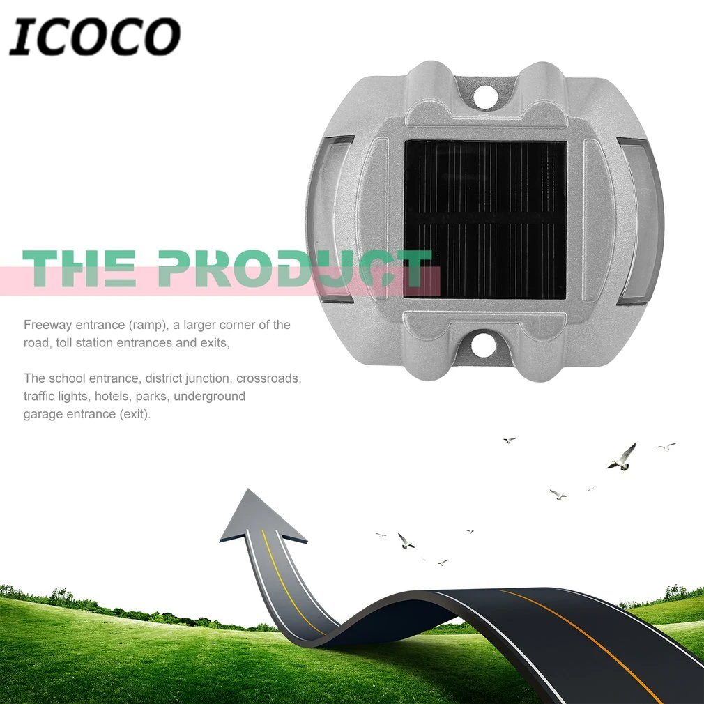 Icoco 6 светодиодов солнечной Мощность Алюминий сплав Спайк свет Дорожные сигналы
