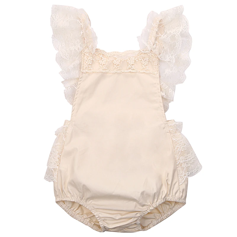 

Swwet Baby Girls Summer Romper Toddler Baby Girls Clothes Ruffle Lace Romper Sleeveless Backless Cotton Jumpsuit Sunsuit Outfits