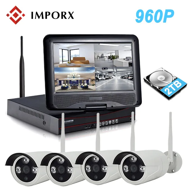 10 &quotЖК-монитор экран 960P 4CH Беспроводной NVR комплект Wi-Fi CCTV система P2P 1.3MP IP камера