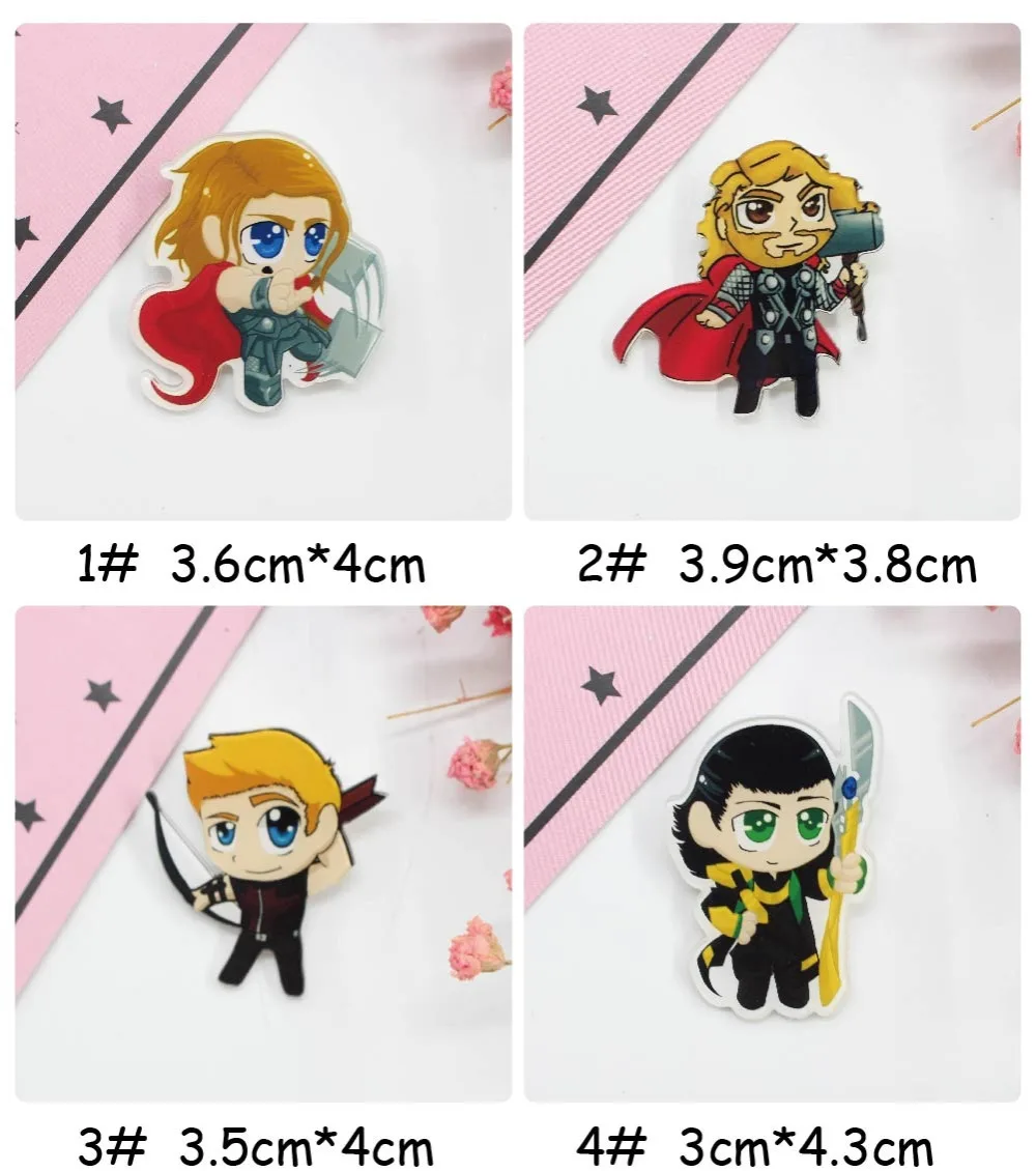 American hero mix 1PCS Painting cartoon mix food for Clothing Acrylic Badges Kawaii Icons on The Backpack Pin Brooch Badge Z11