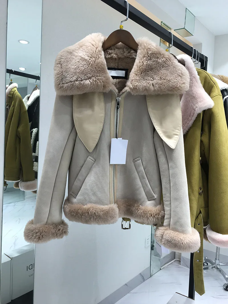 Новый короткий мотоциклетный костюм из меха Haining 2018 женская кожаная блузка норки