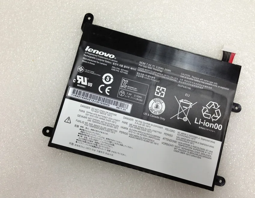 Новый оригинальный аккумулятор для Lenovo ThinkPad Tablet 42T4965 42T4966 7 4 V 25WH|Аккумуляторы
