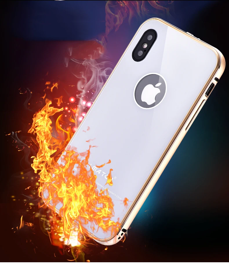 iMatch чехол для iPhone X Coque Роскошный Алюминиевый металлический бампер+ 9H Твердость Закаленное стекло задняя крышка для iPhone X чехол