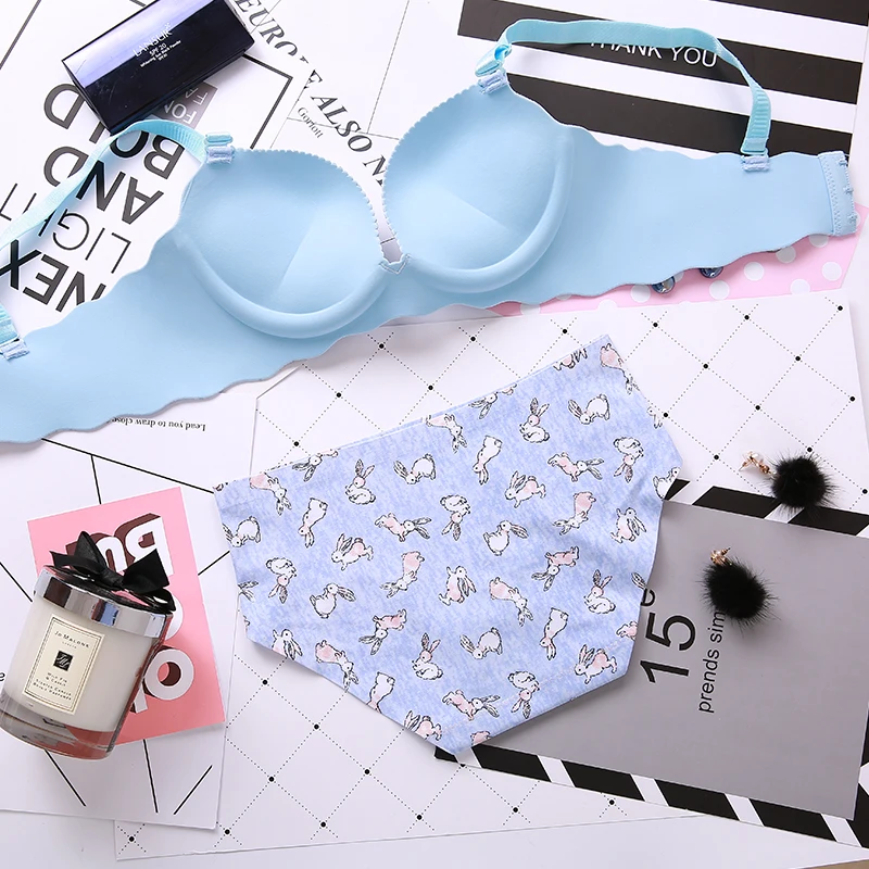 Комплект нижнего белья для молодых девушек бесшовный бюстгальтер с маленькой