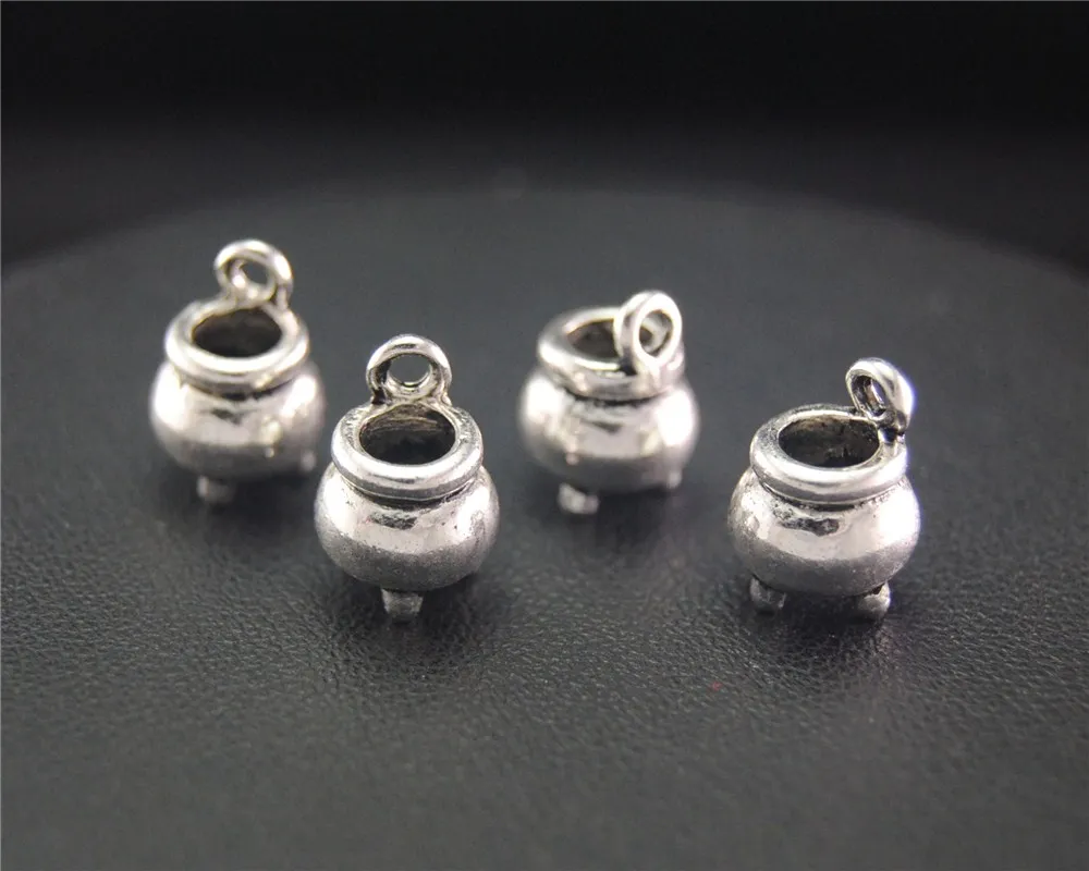 

8pcs Silver Color Halloween Witch Cauldron Cooking Pot Charm Metal Charms For Jewelry Making 9X12mm A2032
