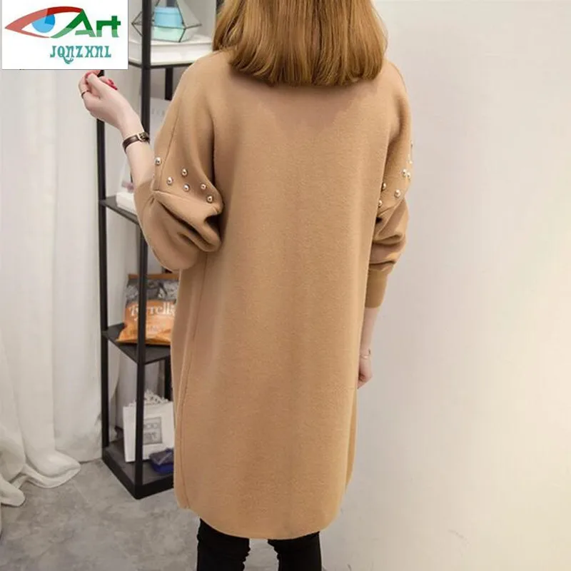 Новинка весна-осень 2019 свитер средней длины с бисером пальто Дамский кардиган