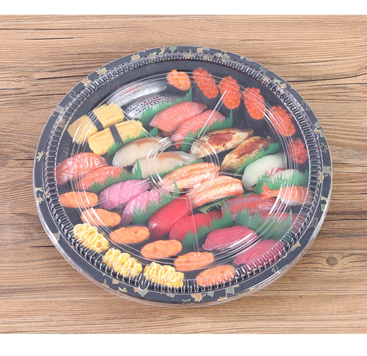 38 см Большой размер тарелка суши коробка лосось вынос коробка круглая сашими упаковочные коробки 25 шт