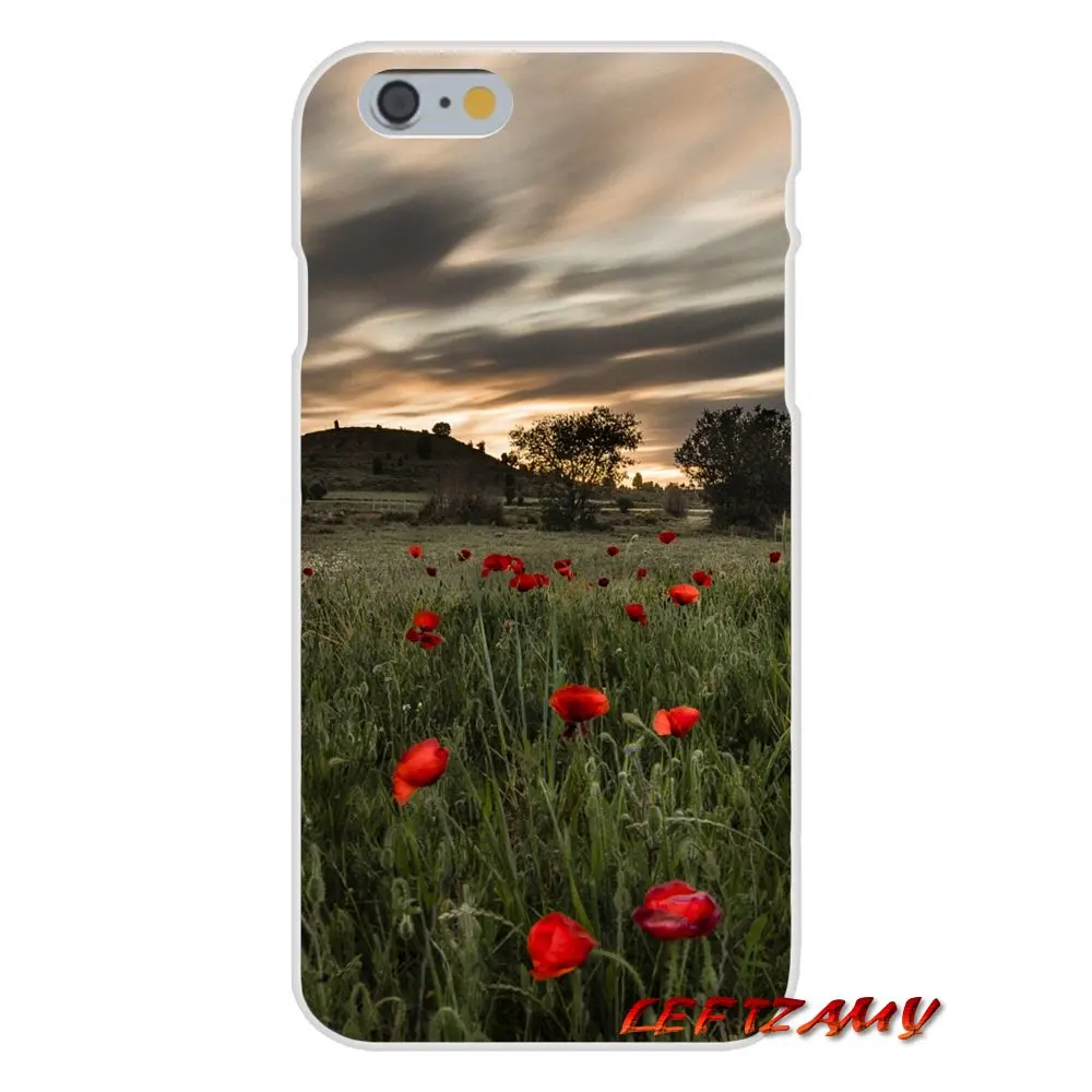 Для iPhone X XR XS MAX 4 4S 5 5S 5C SE 6 6S 7 8 Plus ipod touch Красные маки на аксессуары чехлы для
