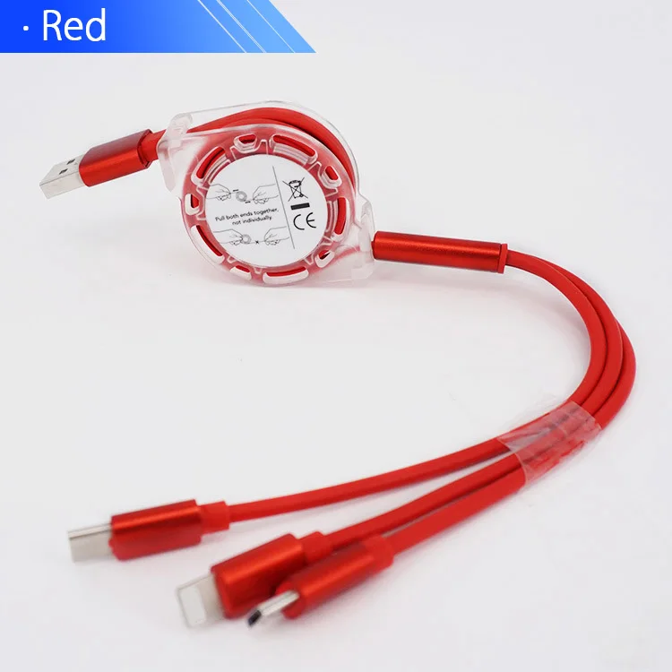 Red 3 в 1 Выдвижной Micro USB зарядный кабель мульти USB зарядный кабель USB C type-c универсальный кабель для Xiaomi samsung Galaxy Note 10 - Цвет: Red