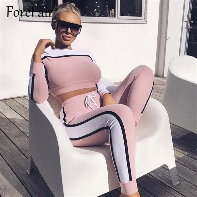 Forefair 2018 Осенние Женский комплект 2 шт. спортивные костюмы Спортивная