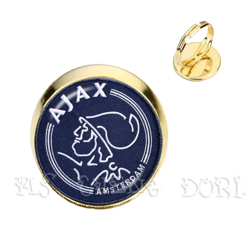 4 Футбольный клуб 16 мм стекло кольца с кабошоном Ajax футбольные лиги логотип футбольный Клубное кольцо для фанатов подарок - Цвет основного камня: 4