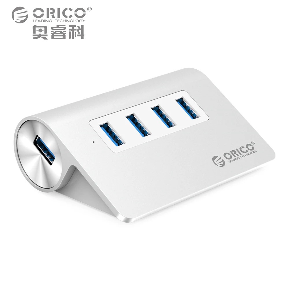 ORICO USB 3,0 концентратор супер скорость 4 порта микро внешний usb-хаб разветвитель портативный для Apple Macbook Air ноутбук ПК планшет концентратор - Цвет: Silver