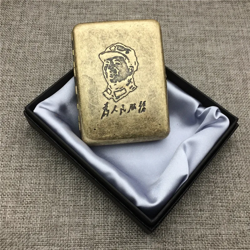 Chairman Mao Chairman Mao Che Guevara Корпус морской пехоты США Классический Стиль чехол для сигарет бронзовый материал чехол для сигарет коробка аксессуары для курения - Цвет: Chairman Mao