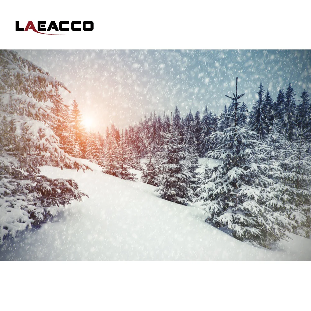 Laeacco зимние тяжелые снежные сосновые деревья лес Живописные фоны для фотосъемки