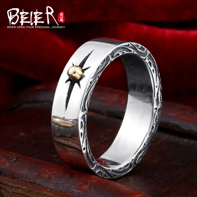 

Beier sterling ring simple sun ring for women/men high polish Fashion Jewelry BR-SR013