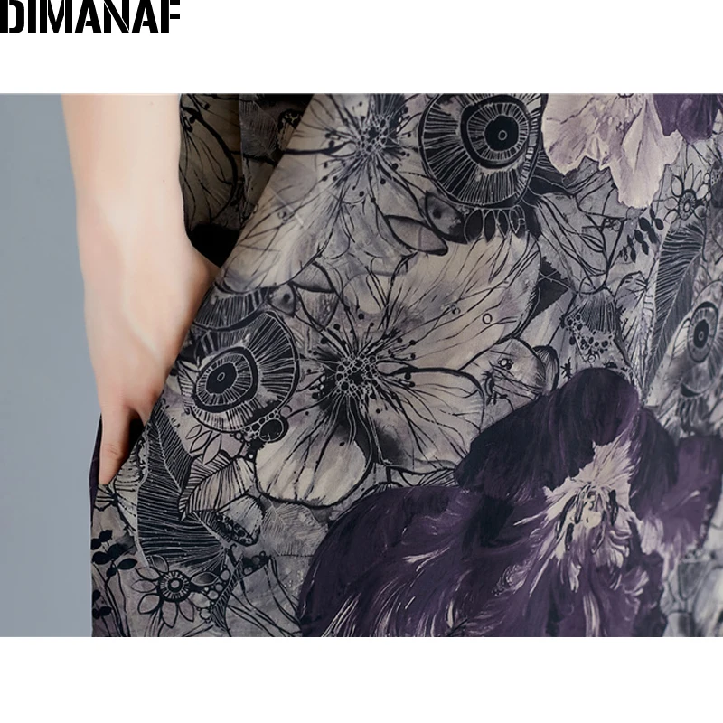 DIMANAF Oversize Women Dress Big Size Elegant Vintage Female Vestidos Print Floral Summer Sundress Loose Long Lady 2019 | Женская одежда