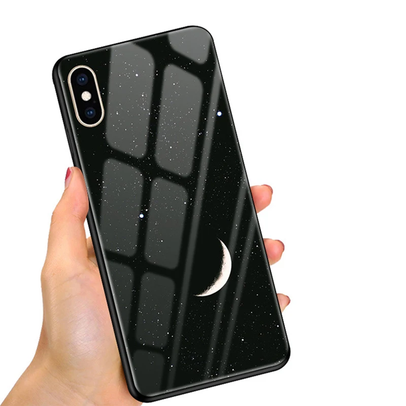 Роскошные закаленное Стекло задняя крышка чехол для iphone X XS XSMAX Защитные чехлы Max