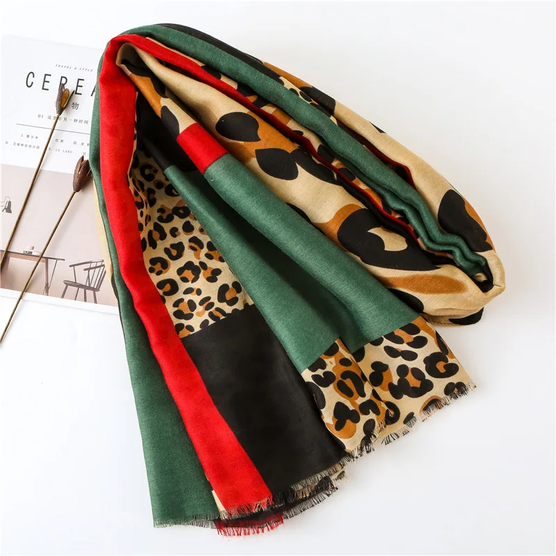2020 Design Leopard Print Women Scarf Fashion Pashmina For Lady Cotton Scarves Shawls And Wraps Neck Head Chiffon Hijabs Bandana |