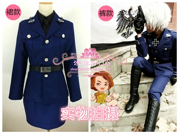 

Customized Anime APH Axis powers Hetalia Prussia Cosplay Costume Blue Navy Uniform