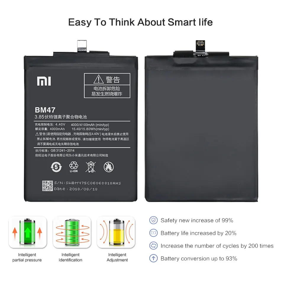 Аккумулятор Xiao Mi BM47 4100 мАч для Xiaomi Redmi 3S 3X Redmi 4X Redmi 3/3pro, высококачественные Сменные Аккумуляторы для телефонов