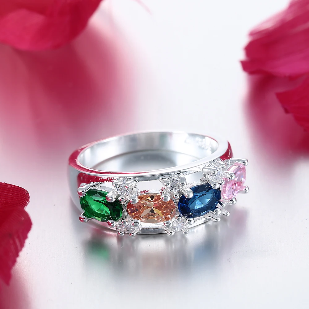 Hainon Cute Fashion Flower Ring Luxury Female Silver Color Engagement Vintage Party Wedding Band Rings For Women Gifts | Украшения и