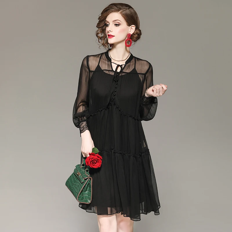 Летнее весеннее женское платье с рукавами фонариками и v образным вырезом на