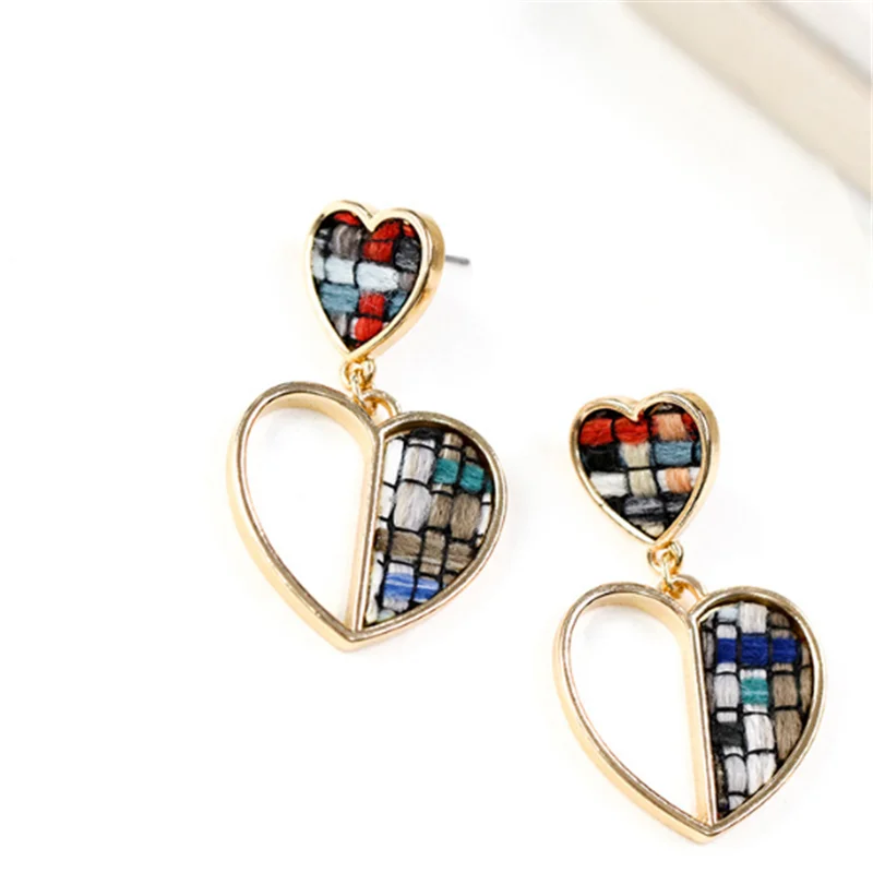 Подвеска в виде сердца висячие серьги тканые винтажном стиле травы ручная работа