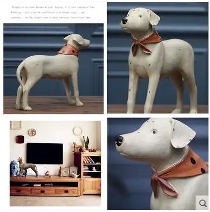 American Style Creative Resin Dog Figurines Vintage Statue Home Decor Crafts Room Decoration Objects Animal | Дом и сад