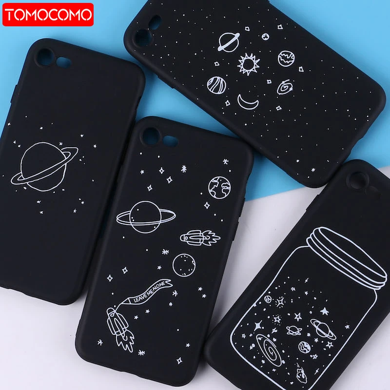 

Outer Space Planet Stars Moon Spaceship Soft Silicone Matte Case Fundas For iPhone14 14ProMax 14Plus 13Promax 13 12 11