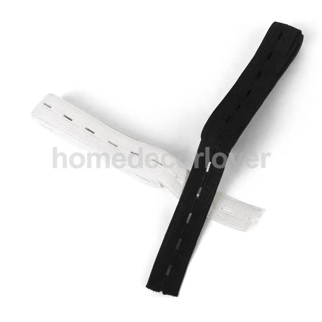 Sewing Button Hole Knit Elastic Band 1.5m 2cm Pack of 2 White and Black | Дом и сад