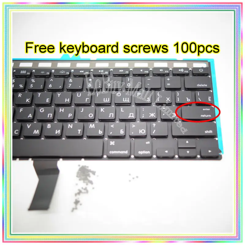 Новая маленькая русская клавиатура с подсветкой RS + винты для клавиатуры 100 шт.