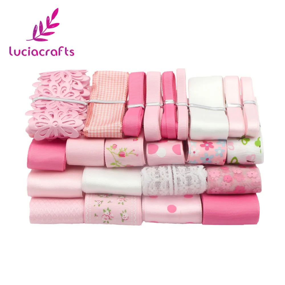 Lucia crafts 23 ярдов 6-40 мм смесь атласная/корсажная/органза лента набор отделка Кружева DIY Свадебная Упаковка бант для волос S0609
