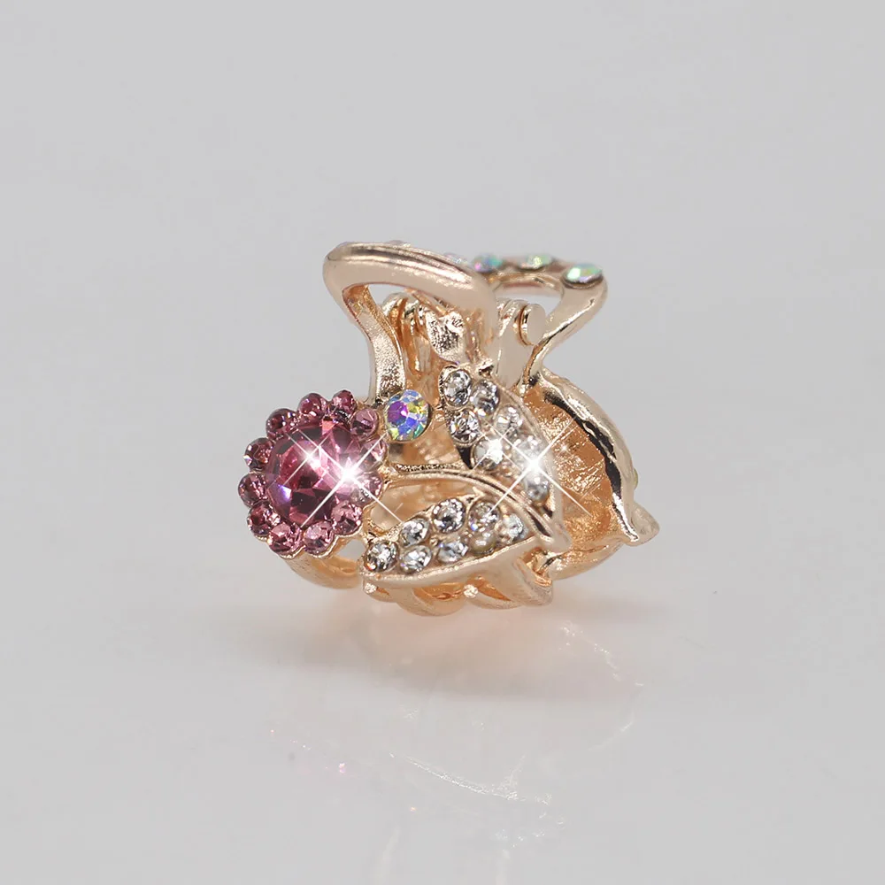 Pink AINAMEISI новые женские модные аксессуары для волос Стразы шпильки Мини Краб заколка цветы ободок коготки для волос для девушек - Окраска металла: Pink