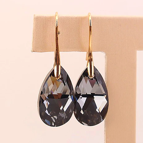 Женские серьги-капли SPCLUB серебристого цвета с кристаллами от SWAROVSKI подарок на