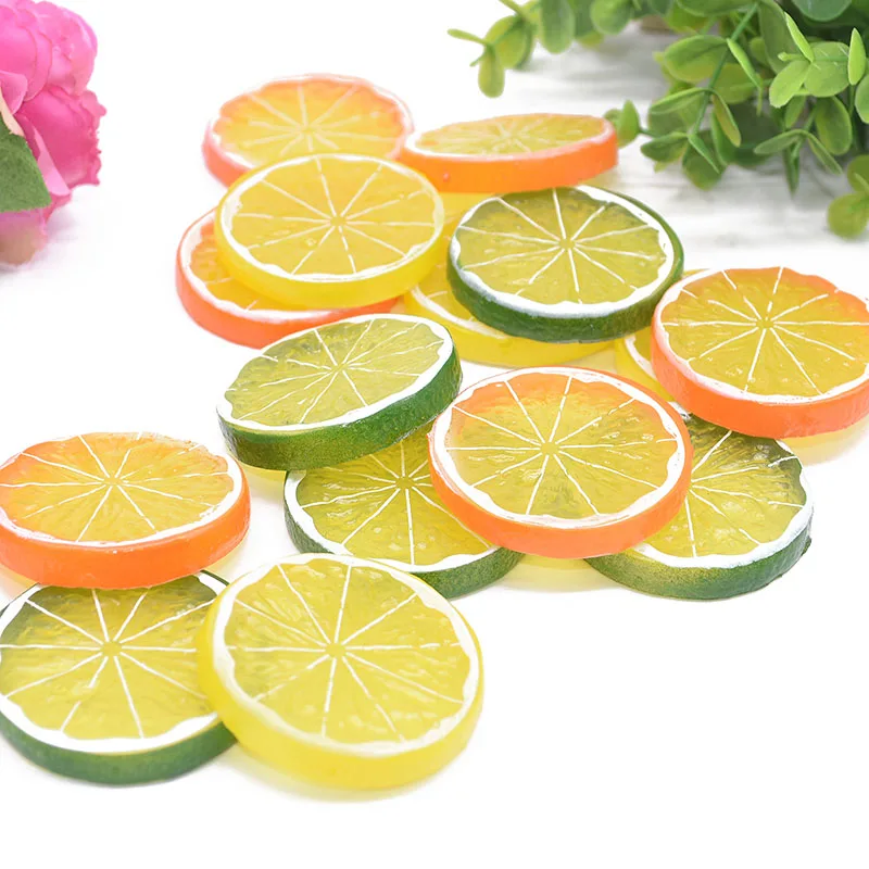 

3Color 5Pcs Artificial Fruit Simulation Lemon Slices Resin Fake Artificial Fruit Model Home Kitchen Decoration Fake Fruit