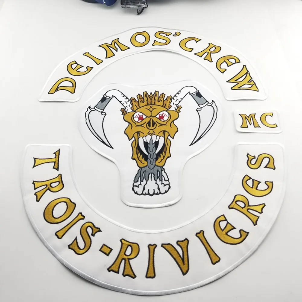 Вышивка MC DELMON'SCREEW Three RIVIEWES большая задняя нашивка для полноразмерной куртки