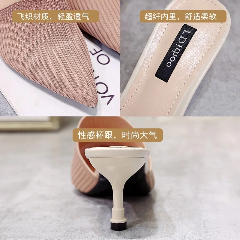 Женские тапочки 2019 г. корейские модные Универсальные подойдет обувь с острым