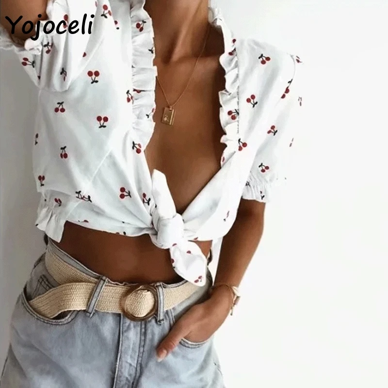 Платье Yojoceli женское Пляжное мини-платье с принтом вишни | Женская одежда
