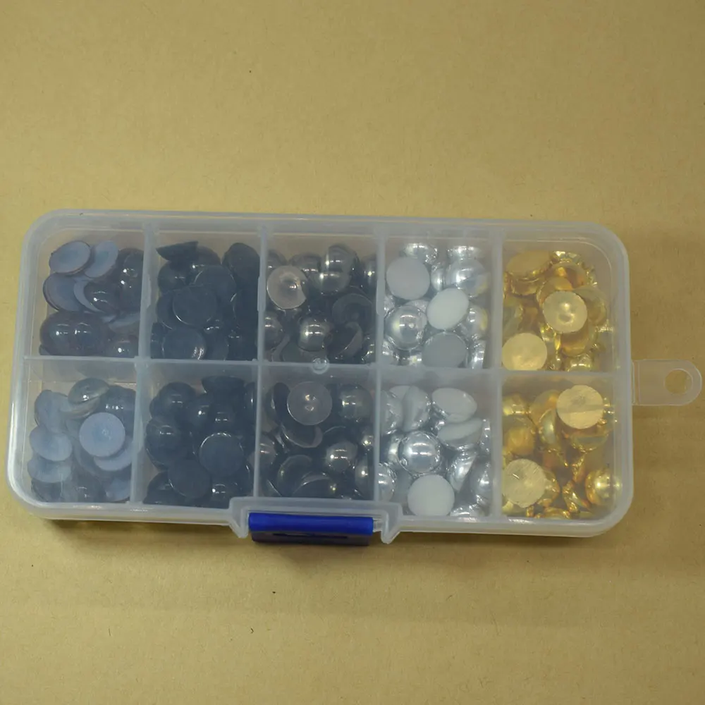 200 шт. резиновые пуговицы круглые плоские черные глаза пластиковые для кукол