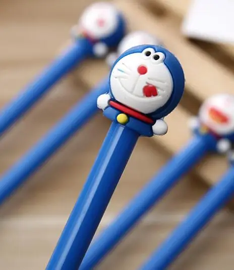 Novel Kawaii Doraemon, Черная гелевая ручка для студентов, 0,5 мм, ручка, письменные принадлежности Офисная школьная гелевая ручка, подарок ребенку - Цвет: Белый