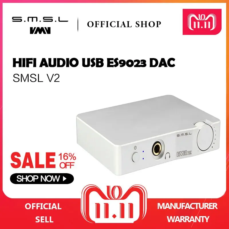SMSL V2 мини-усилитель для наушников 32Bit/384 кГц HiFi усилитель USB DAC декодер CM6631A ES9023 Вход