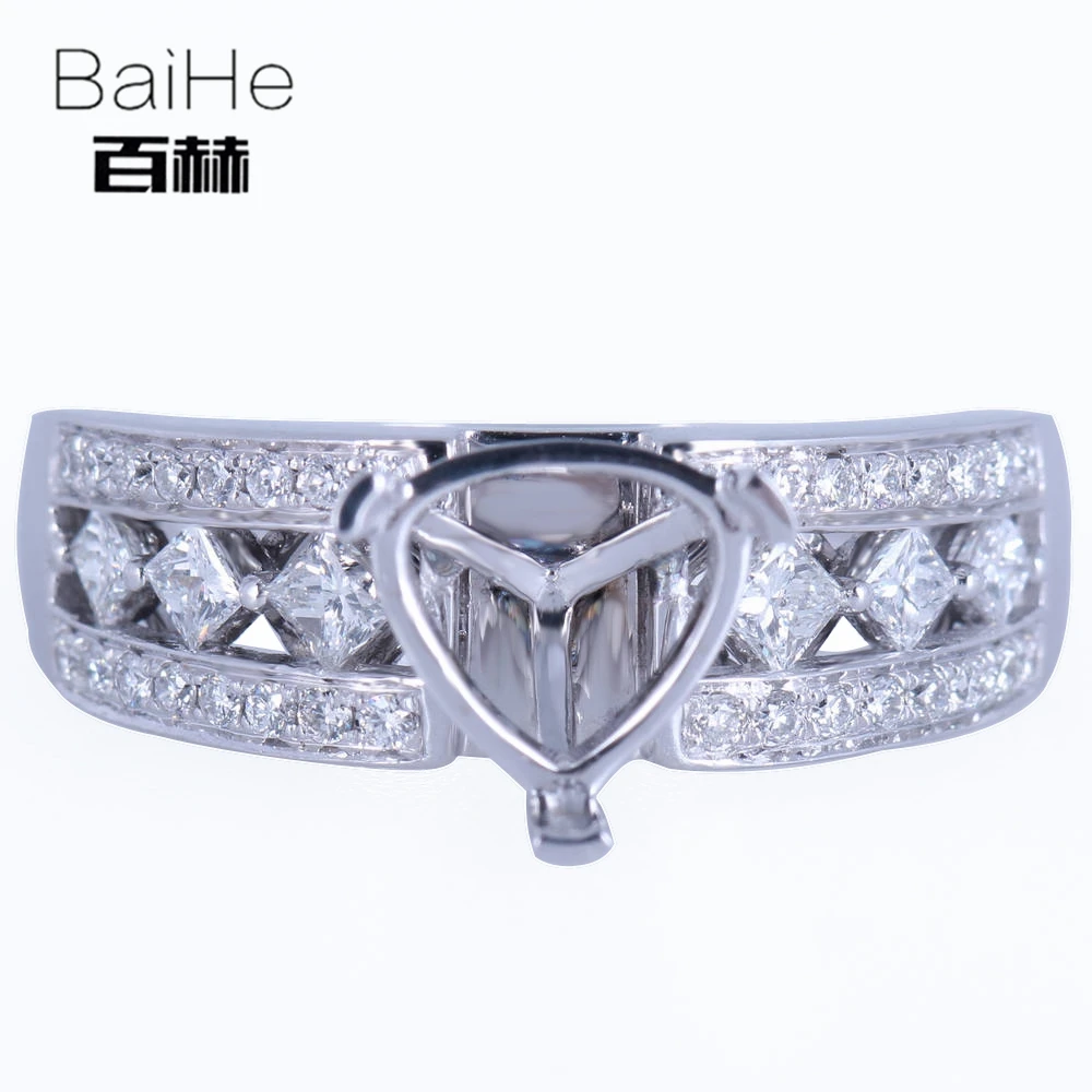 BAIHE однотонное 14K белое золото сертифицированное обручальное женское